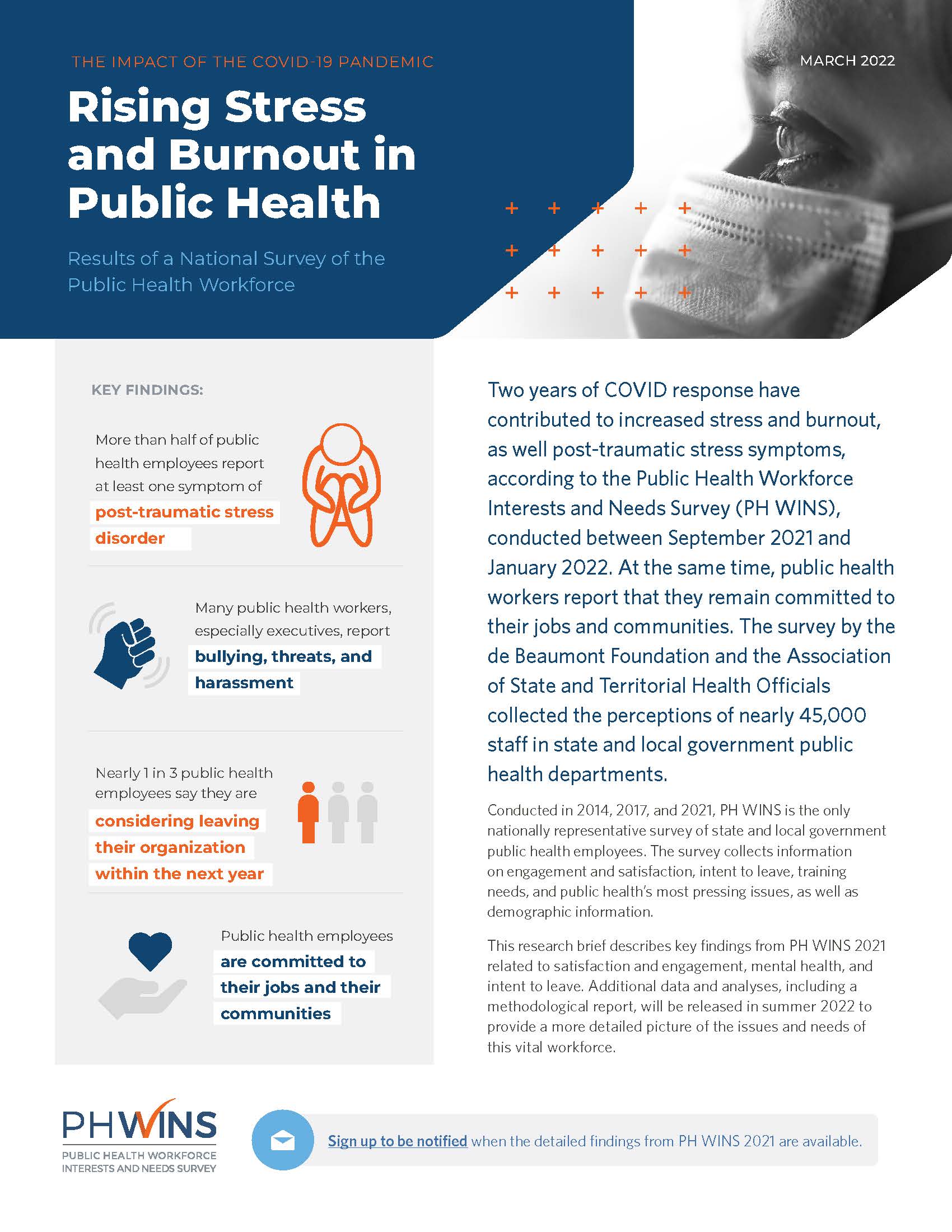 Image of research brief on rising stress and burnout in public health