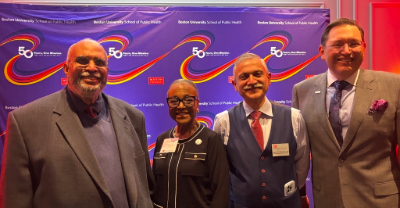 Photo of panelists Dr. Georges Benjamin, Dr. Linda Alexander, Dr. Adnan Ali Hyder, and Dr. Brian C. Castrucci.